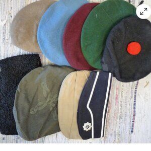 9 vintage military hats badge US international costume